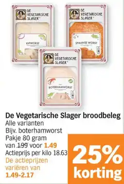 Albert Heijn De Vegetarische Slager broodbeleg aanbieding
