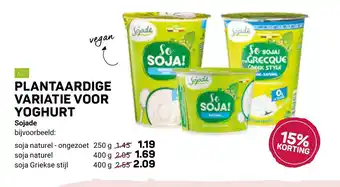 Ekoplaza Plantaardige variatie voor yoghurt Sojade soja naturel-ongezoet 250g aanbieding