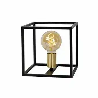 Leen Bakker Lucide tafellamp Ruben - zwart - 22x22x22 cm - Leen Bakker aanbieding
