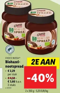 Lidl CHOCO NUSSA Biohazel- nootspread aanbieding