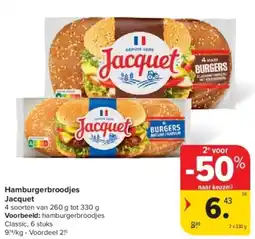 Carrefour Hamburgerbroodjes Jacquet aanbieding