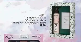 Di April Bodymilk pioenroos 150ml, eau de toilette I Wanna Have A Yummy Date 50ml aanbieding