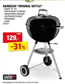 Hubo Weber Original Kettle kogelbarbecue 47cm aanbieding