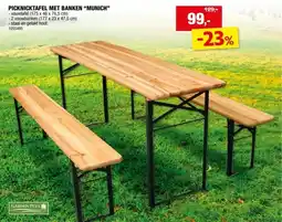 Hubo Garden Plus Munich 175 picknicktafel 175x76,5 cm bruin aanbieding