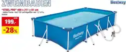 Hubo Bestway Steel Pro zwembad 400x211x81 cm aanbieding
