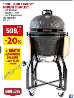 Hubo Grill Guru Original Medium Compleet kamado barbecue 40cm aanbieding
