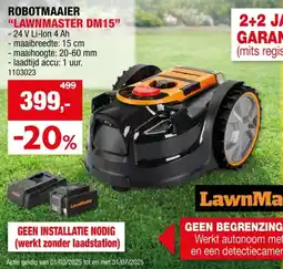 Hubo LawnMaster robotmaaier 24V Li-Ion 300m² + accu 24V 4Ah + lader aanbieding