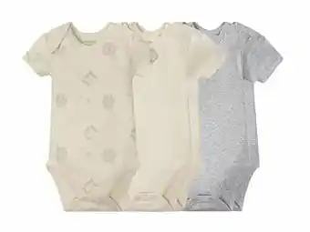 Lidl LUPILU® Set van 5 biokatoenen body’s met korte mouwen (50/56, beige/grijs) aanbieding