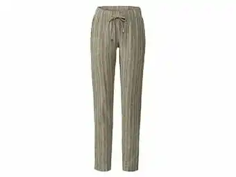 Lidl ESMARA® Luchtige broek van een linnenmix (44, groen/wit/gestreept) aanbieding