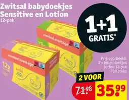 Kruidvat Zwitsal babydoekjes Sensitive en Lotion aanbieding