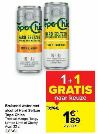 Carrefour Bruisend water met alcohol hard seltzer topo chico aanbieding