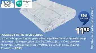 Jysk Fondsbu synthetisch dekbed aanbieding