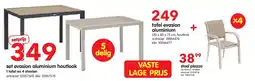 Yess set evasion aluminium houtlook 1 tafel en 4 stoelen aanbieding