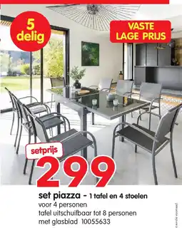 Yess set piazza - 1 tafel en 4 stoelen aanbieding