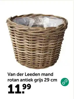 AVEVE Van der Leeden mand rotan antiek grijs 29 cm aanbieding