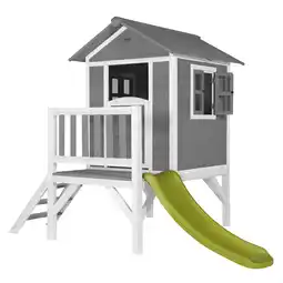 Decathlon AXI Beach Lodge XL Speelhuisje in Grijs met Gele Glijbaan | FSC Hout aanbieding