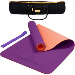 Decathlon Paars koraal Yogamat in TPE 183x61x0.6cm + draag- en rekriem + transport tas aanbieding