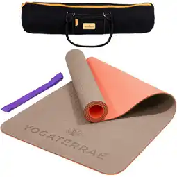 Decathlon Koraalbeige Yogamat in TPE 183x61x0.6cm + draag- en rekriem + transport tas aanbieding