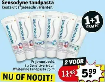 Kruidvat Sensitive + gum whitening tandpasta aanbieding