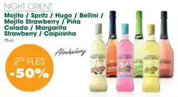 Prik en Tik Night Orient Mojito / Spritz / Hugo / Bellini / Mojito Strawberry / Piña Colada / Margarita Strawberry / Caipirinha aanbieding