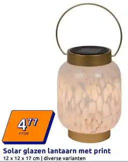 Action Solar glazen lantaarn met print aanbieding