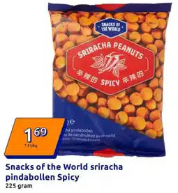 Action Snacks of the World sriracha pindabollen Spicy aanbieding