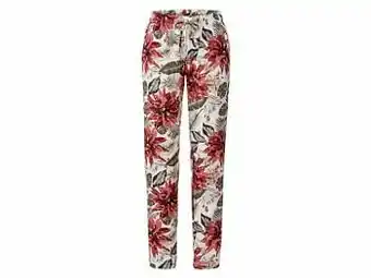 Lidl ESMARA® Luchtige broek van een linnenmix (36, bloemmotief/wit) aanbieding