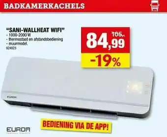 Hubo Eurom badkamerkachels sani-wallheat wifi aanbieding
