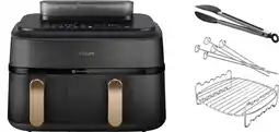 Coolblue Philips 5000 Series Dual Basket NA552/00 + Set de Cuisson Double Niveau aanbieding