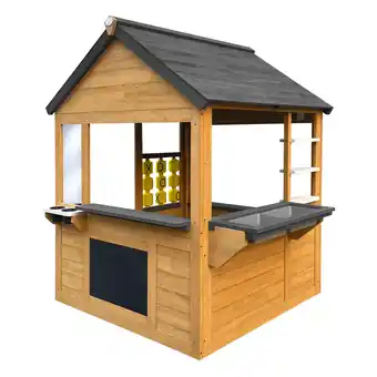 Decathlon AXI Lynn houten speelhuisje, bruin/antraciet, kinderkeuken aanbieding