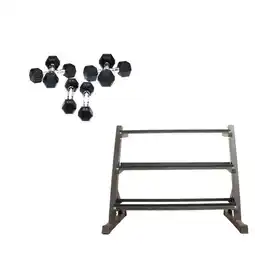 Decathlon Hexa Dumbbell Set - 110 kg + Rack aanbieding