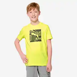 Decathlon Kinder-T-shirt met print katoen geel aanbieding