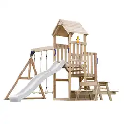 Decathlon AXI Mette Speeltoren met Dubbele Schommel Bruin witte glijbaan aanbieding