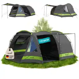 Decathlon Familie tunneltent Kambo 6 - 6 pers. - 480 x 360 cm - 3 ingangen - Markies aanbieding