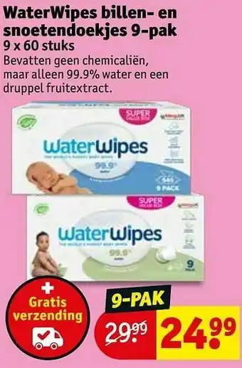 Kruidvat Waterwipes billen- en snoetendoekjes aanbieding