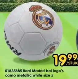 ToyChamp \Real Madrid bal logo's camo metallic white size 5 aanbieding