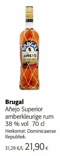 Colruyt Brugal añejo superior amberkleurige rum aanbieding
