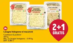 Delhaize Lasagne bolognese of macaroni aanbieding
