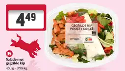 Delhaize Salade met gegrilde kip aanbieding