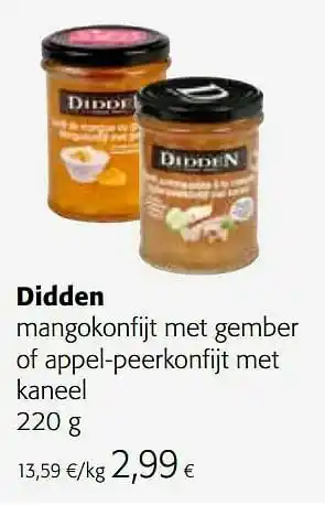 Colruyt Didden mangokonfijt met gember of appel-peerkonfijt met kaneel aanbieding
