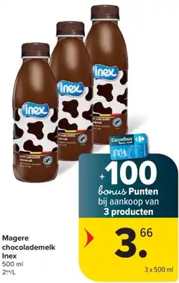 Carrefour Magere chocolademelk Inex aanbieding