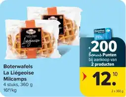 Carrefour Boterwafels La Liégeoise Milcamps aanbieding