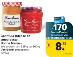 Carrefour Confituur Intense en smeerpasta Bonne Maman aanbieding