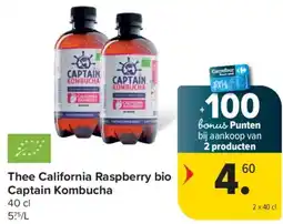 Carrefour Thee California Raspberry bio Captain Kombucha aanbieding