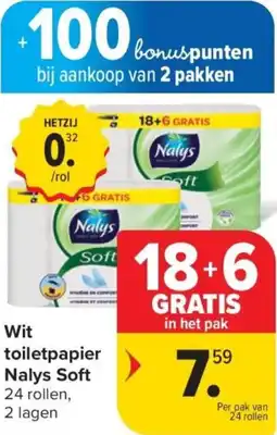 Carrefour Wit toiletpapier Nalys Soft aanbieding