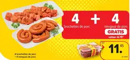Carrefour Market 4 brochettes de porc + 4 merguez de porc aanbieding