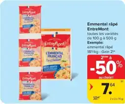 Carrefour Market Emmental râpé EntreMont aanbieding