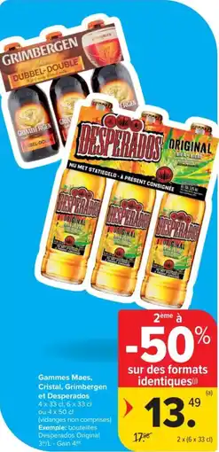 Carrefour Market Gammes Maes, Cristal, Grimbergen et Desperados aanbieding