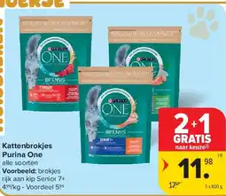 Carrefour Kattenbrokjes Purina One aanbieding
