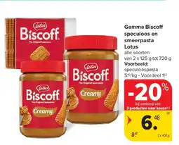 Carrefour Gamma Bisco speculoos en smeerpasta Lotus aanbieding